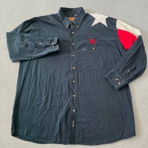 Rock Point Texas Original Mens XL Western Shirt Navy Star Corral Club Embroidery